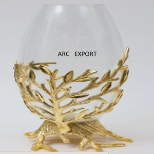 Best Design & Quality Glass Metal Material Stylish Luxury Decorative Modern New Fancy Water Glass Shape Style <b>Gold</b> Flower <b>Vase</b> - Product Image 5