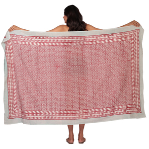 Sarong de algodón con estampado de una pieza de bloque de mano para mujer, bufanda envolvente de playa ligera de verano, traje de baño, regalo perfecto para ella - Product Image 3