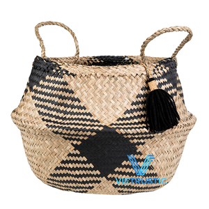 Hot Top Product Yute Seagrass Bolsa de lavandería Cesta Decoración Cesta Natural Hecho a mano Otras decoraciones para el hogar - Product Image 1