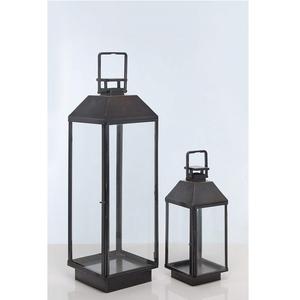 Europeo al aire libre Halloween 2 piezas hierro negro color linterna vidrio soporte tipo Metal para decoración del hogar - Product Image 1
