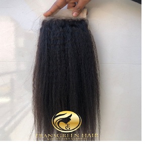 4x4 crépus fermeture droite dentelle transparente indien vierge donneur unique Extension de cheveux humains fournisseur indien sur les prix de gros - Product Image 1