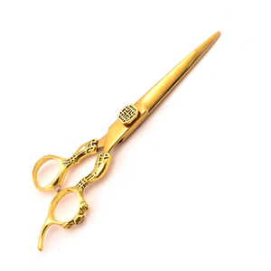 Tijera de peluquero con acabado dorado con mango de diseño elegante Tijeras de corte de pelo profesionales Cuchillas de acero inoxidable de alta calidad - Product Image 6