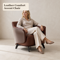 Fauteuil d'appoint marron personnalisé avec accoudoirs incurvés, fauteuil lounge moderne pour salon, chambre, hôtel