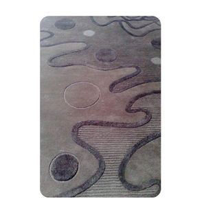 Fabricant indien direct, laine noire de haute qualité + viscose, boucle de poils, moderne, artisanal, brodé, tufté à la main, adapté aux animaux domestiques - Product Image 1