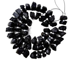 Turmalina negra Natural con forma irregular, Centro perforado, fabricación de joyas, colección de piedras, corte de estilo, 50 piezas - Product Image 1