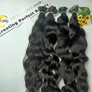 Extensiones de cabello camboyano 100% más vendidas, cutícula alineada de Color Natural, punta plana ondulada Natural virgen vietnamita de alta calidad - Product Image 1