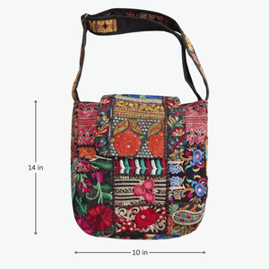 Ruhani Kambhari Single <b>Strap</b> Vintage Bohemian <b>Shoulder</b> <b>Bag</b> Embroidery Diamonds Pearl Water Proof Japan for Summer Lady - Product Image 2