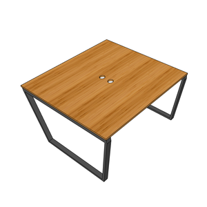 Minimalist Bamboo 2-person L-shaped Office <b>Desk</b> 120x120cm with Iron Legs - Product Image 4