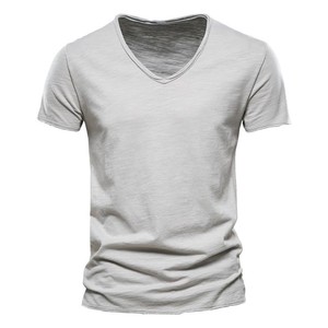 Nueva camiseta de marca de moda para hombre con cuello en V Color sólido Tops de verano Ropa de calle Top Camiseta de manga corta para hombres Envío DDP - Product Image 3