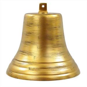 Campana funcional de barco decorativo náutico de latón cepillado antiguo dorado de 11 "con badajo de latón | Acabado rústico antiguo - Product Image 2