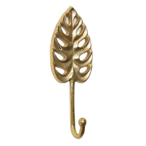 Leaf Shape Single Prong Wall Hook in Gold Color <b>Towel</b> Hanger Coat Hooks Bag and Scarf <b>Holder</b> - Product Image 1