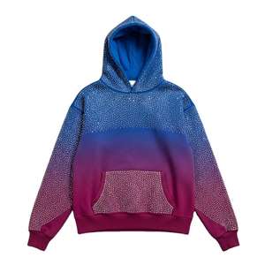 Sudadera con Capucha para Mujer, Estilo Pesado, con Parches Cruzados, Efecto Deslavado al Sol, Pedrería, Felpa Francesa - Product Image 2