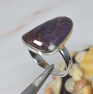 แหวนพลอยแซฟไฟร์หลายเหลี่ยมเพชรพลอยเงินสเตอร์ลิง925แฮนด์เมดเครื่องประดับเงินแฟนซีรุ่นใหม่สำหรับงานแต่งงานครบรอบปาร์ตี้ - Product Image 1