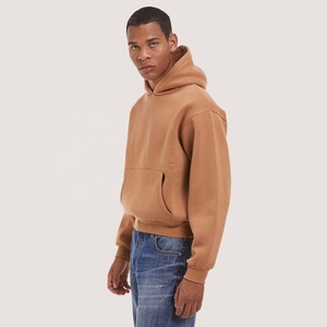 Oversized Regular Sleeves Drop Shoulder Heavyweight Boxy Fit Cropped <b>Pullover</b> <b>Men</b> Winter Hoodie Sweatshirt - Product Image 3