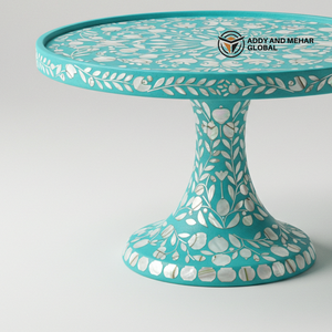 แท่นวางเค้กแบบฝังสีเทอร์ควอยส์ทำมือแท่นวางดอกไม้สำหรับขนมหวาน - Product Image 4
