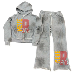 Custom Your Logo High Quality <b>Oversized</b> Unisex <b>Hoodie</b> and Sweatspant Sets Blank Sports Sets for Men Two Pieces 2025 - Product Image 1
