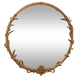 Espejo de Pared Redondo con Diseño de Ramas para Decoración de Sala de Estar y Baño, Espejos de Pared con Marco Dorado de Metal, Artesanías - Product Image 1