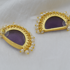 Pendientes de tuerca de piedra, última colección, pendientes de tuerca chapados en oro de diseñador, venta al por mayor, Pendientes chapados en oro de 18 quilates hechos a mano para mujer - Product Image 5