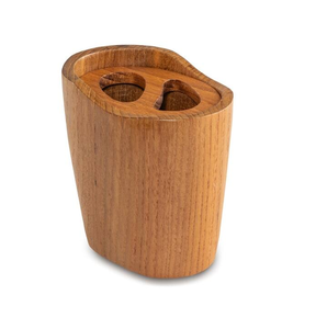 Porte-brosse à dents en bois, forme carrée, support de rangement polyvalent pour accessoires de salle de bain - Product Image 5