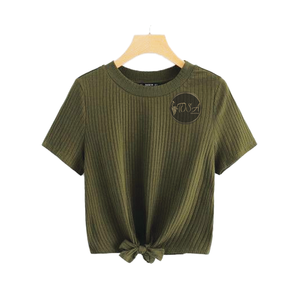 T-Shirt pour dames de haute qualité respirant tricoté régulier Design personnalisé imprimé Sexy Style décontracté Plus Size OEM Service Logo 100% - Product Image 5