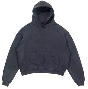 Pull à capuche pour hommes avec logo personnalisé en gros 100% sweat à capuche uni en coton biologique sweats à capuche vierges vintage délavés lourds - Product Image 1