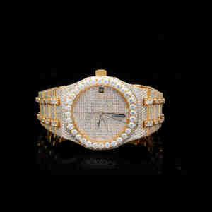 Montre unisexe Hip Hop Bust, personnalisée, de haute qualité, en verre mécanique, acier inoxydable, couleur or argent, sertie de diamants Moissanite VVS glacés - Product Image 1