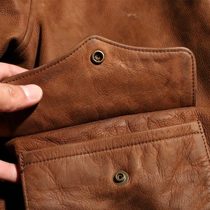 เสื้อแจ็กเก็ตหนังวัวสำหรับผู้ชายสีน้ำตาลย้อมสีคุณภาพสูงเสื้อแจ็กเก็ตสำหรับรถจักรยานยนต์หนังวัวพร้อมกระเป๋าและขนาดตามสั่ง - Product Image 4