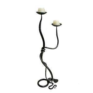 Bougeoir pilier enduit de poudre noire au design de luxe et support bougeoir pilier en métal fer pour la maison et l'hôtel - Product Image 2