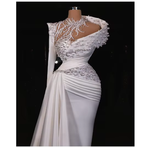 Vestido de Noche Elegante para Mujer, Diseño con Cuentas, Detalles de Perlas, Tela de Lujo, Estilo Sirena hasta el Suelo - Product Image 5