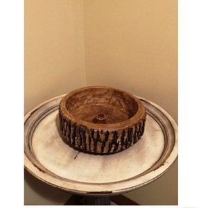 Cuencos de madera Corteza de efecto madera Producto más vendido Cuenco decorativo de madera de mango con corteza de árbol Hecho EN LA India - Product Image 1