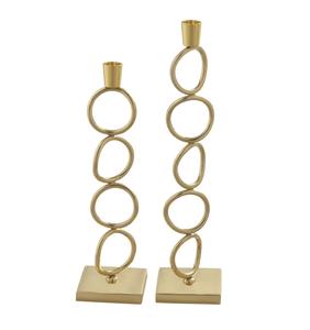 Ornate <b>Gold</b> <b>Candlestick</b> <b>Holder</b> with Rounded Base and Sculpted Stem Polished Metal Candle Stands for Ceremonial & Luxury Decor - Product Image 2