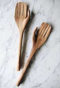 Cuillères à salade en bois naturel faites à la main et écologiques d'Inde Cuillères de qualité supérieure - Product Image 2