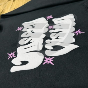 Sweat à capuche surdimensionné en coton 100% délavé à l'acide, tricoté pour l'hiver, style streetwear, avec logo 3D personnalisé en strass et impression en relief (OEM) - Product Image 2