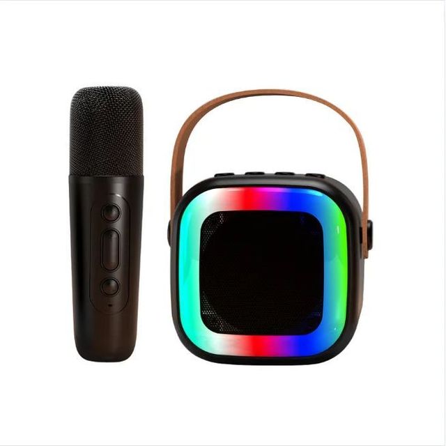 Cubik RGB LED Cube for V5.0 Speaker with Wireless Microphone Karaoke System Portable Audio Plastic Carry Handle