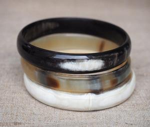 Conjunto de pulsera de cuerno de búfalo ecológico hecho a mano, brazalete de cuerno de buey de alto pulido, brazaletes de ágata de tamaño mixto, Color Natural - Product Image 6