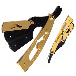 Navaja de Afeitar Recta Roja de Alta Calidad, Plegable, de Acero Inoxidable, Mango Manual, Cuchilla de Repuesto para Afeitar - Product Image 1