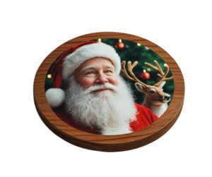 Handmade Round Wooden Coasters with <b>Christmas</b> Theme Printed Design for Holiday and Table Decoration Made in Vietnam - Product Image 2