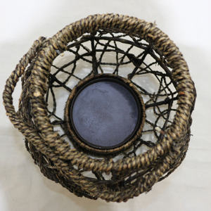 Artex Dong Thap Handwoven <b>Wicker</b> Lantern with Metal Insert and Handle for <b>Candle</b> Holder Home Decor - Product Image 5