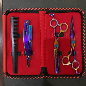 Ensemble de ciseaux de coiffure professionnels en acier inoxydable de haute qualité, 4 pièces, durables, multicolores, outils de coiffure - Product Image 3