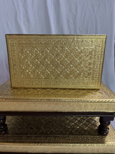 Juego de 3 chowkis/bajots de madera hechos a mano con latón puro y madera natural para regalo, boda, decoración del hogar. - Product Image 6