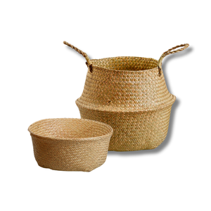 PANIERS DE VENTRE élégants en SEAGRASS avec poignées Panier en paille polyvalent et écologique pour la décoration intérieure moderne - Product Image 1