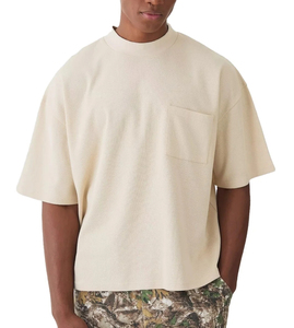 High Quality 2025 Regular Fit Men's T-Shirt 100% Bamboo Fiber Knitted 300g <b>Drop</b> Shoulder Streetwear Digital Printing Custom Logo - Product Image 1