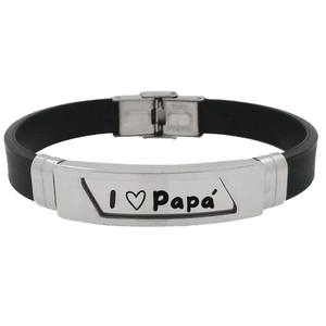 Amo il braccialetto alla moda in acciaio e gomma papà braccialetto elegante - Product Image 1