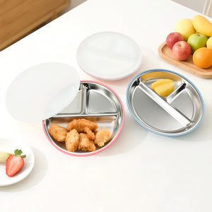 Yiyabb Nouvelle Assiette à <span class=keywords><strong>Dîner</strong></span> en Silicone et Acier Inoxydable 304, Motif Animal, Sans BPA, Écologique, Vaisselle pour Bébé avec Couvercle et Ventouse - Product Image 6