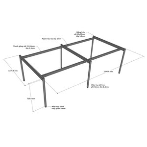 Mesa Industrial Modular para 4 Personas con Patas de Acero 240x120cm - Sistema OMA II HCOM211 - Product Image 5