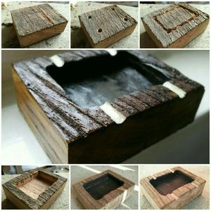 ถาดไม้เขี่ยบุหรี่ลายหินอ่อนทรงกลมสีเข้มปรับขนาดได้ - Product Image 2