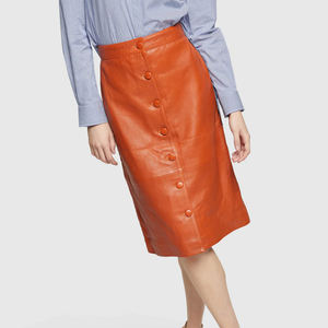 Jupe en cuir décontractée à taille naturelle, mini, respirante, avec fermeture éclair, nouvelle collection d'hiver, taille plus pour femmes - Product Image 4