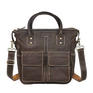 Haute qualité en cuir véritable hommes sac de bureau bleu voyage sac à main élégant ordinateur portable OEM Messenger sac usage quotidien Logo personnalisé - Product Image 5