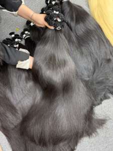 Venta al por mayor de extensiones de cabello humano natural largo 100% de queratina en bruto pulgadas completas mechones rectos estirados y sin procesar - Product Image 3