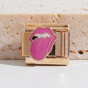 Bracciale <span class=keywords><strong>con</strong></span> Charm Italiano in Acciaio Inossidabile Placcato Oro 18K PVD di Alta Qualità, Popolare Rosa <span class=keywords><strong>con</strong></span> <span class=keywords><strong>Scritte</strong></span> - Product Image 3